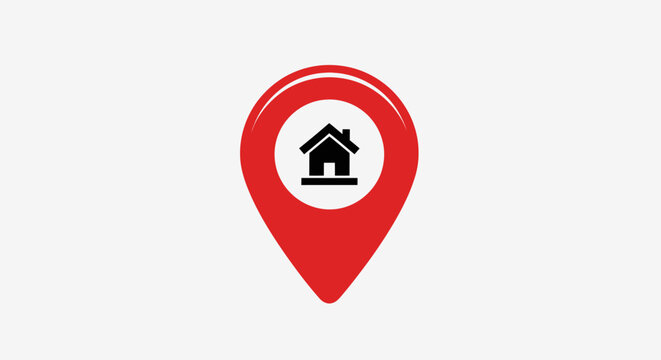 House location icon on map pointer representing real estate or property destination.