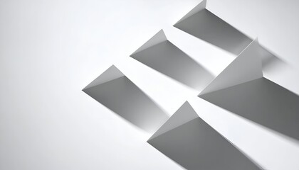 Fototapeta premium Geometric shapes with sharp shadows on a white background create a minimalist abstract composition