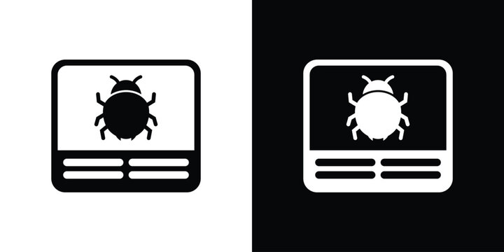 System software bug report icon. Operating system error notification symbol, computer malware, device glitch vector illustration set.