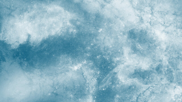 Abstract blue space design with soft cloud and stardust layers