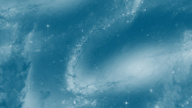 Abstract blue space design with soft cloud and stardust layers