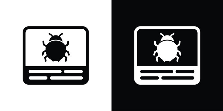 System software bug report icon. Operating system error notification symbol, computer malware, device glitch vector illustration set.