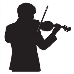 Fototapeta premium Silhouette of violinist playing music, musician silhouette, black silhouette, musical instrument