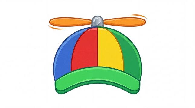 Colorful propeller hat featuring multiple bright segments in a fun playful style on white background