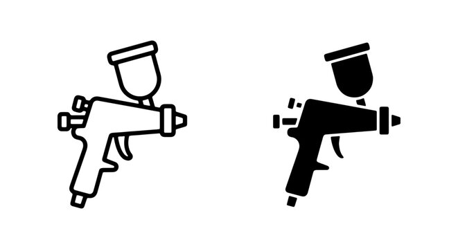 Spray Gun Icons, Paint Sprayer Vector Graphics, Airbrush Tool Symbols, Industrial Equipment