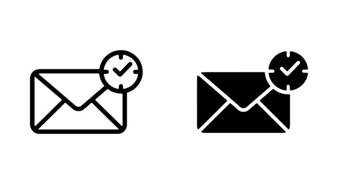 Email Notification Icons, Envelope Message Alerts, Time Stamp Vector Set
