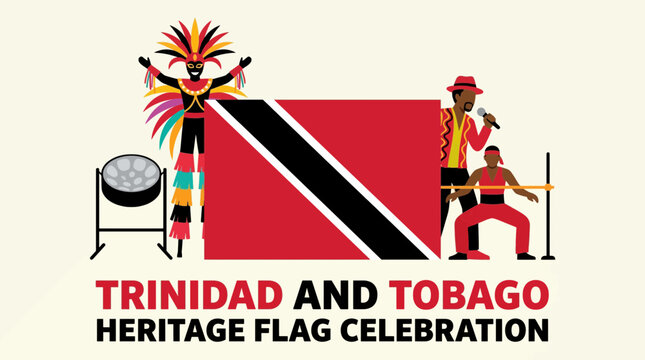 Trinidad and Tobago Heritage Flag Celebration Vector Illustration