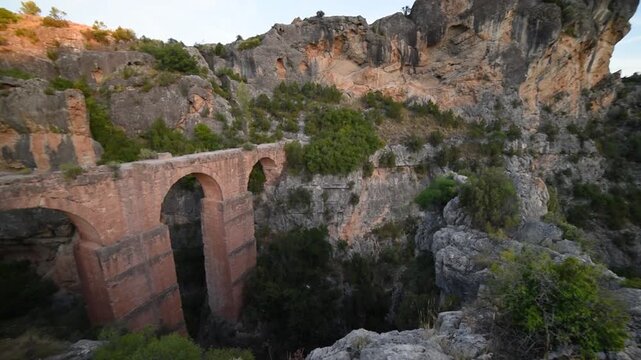 Roman Aqueduct Pe&ntilde;a Cortada in Chelva Spain, Epic Ancient Engineering Historical Landmark Video