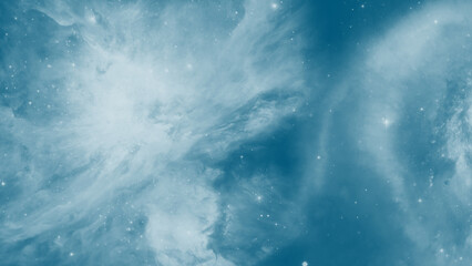 Textured space illustration with bright blue galactic star clouds © ShadOw