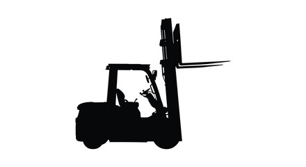 Forklift Truck Silhouette Against A White Background Silhouette © MDSAJIB
