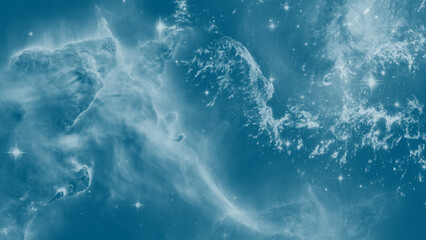 Deep blue starry night sky abstraction with bright cloud clusters © ShadOw