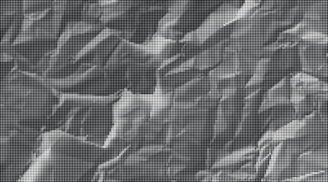Crinkled gray material with textured surface against transparent background closeup