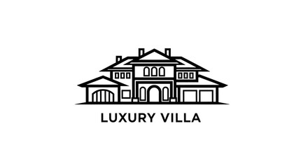 Fototapeta premium Elegant black and white villa logo design for premium real estate branding