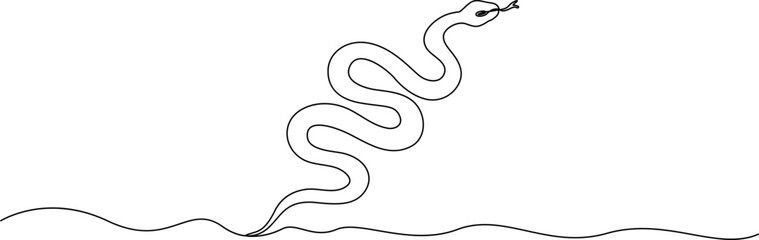 Fototapeta premium Continuous line drawing Snake, sea serpent, aquatic reptile, minimalist line art, vector illustration