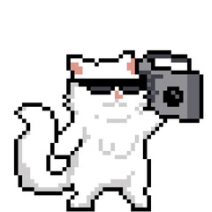 Fototapeta premium Emoticon PNG images, cute cat emoticons, cat character emoticons, cat emoticons listening to music, latest emoticons, cute emoticons, pixel art style emoticons
