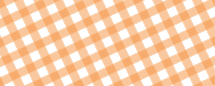 Halloween checkered tablecloth with orange plaid pattern background. Flat vector illustration isolated