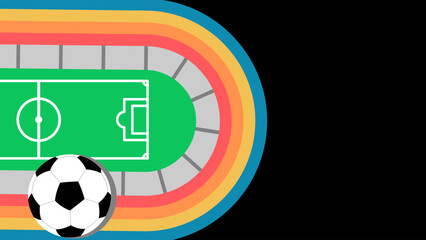 Soccer Field and Ball Illustration with Black Background. Football or soccer sport background vector template © Febrian