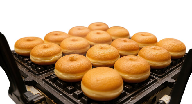 Freshly baked muffins in a black tray