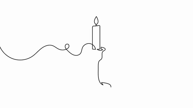 Candle vector animation showing a single line drawing of an elegant historic taper stand