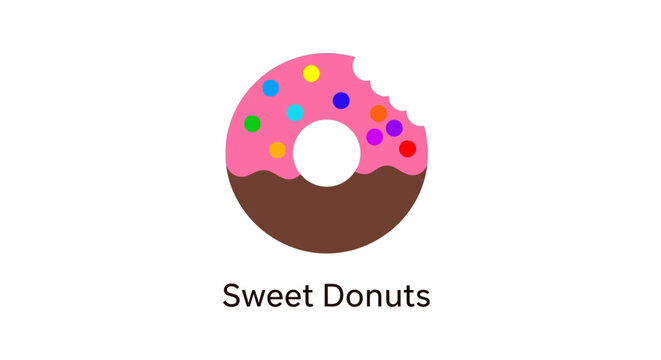 A vibrant and appetizing illustration of a bitten donut with colorful sprinkles and a sweet design