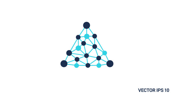 Abstract geometric network design in triangle shape with vibrant colors for data representation