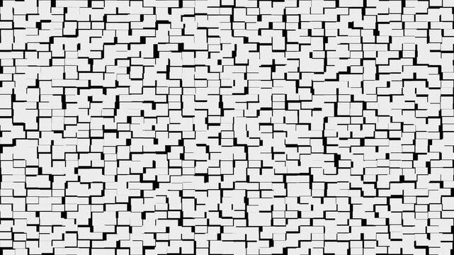Abstract Black and White Seamless Maze Pattern Background with Geometric Random Line Texture Design