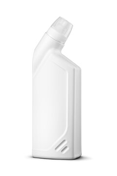 A single plastic bottle of toilet bowl cleaner isolated. Transparent PNG image.
