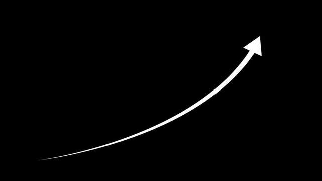 Abstract arrow growth chart of economy icon White color animated down to up arrow animation .