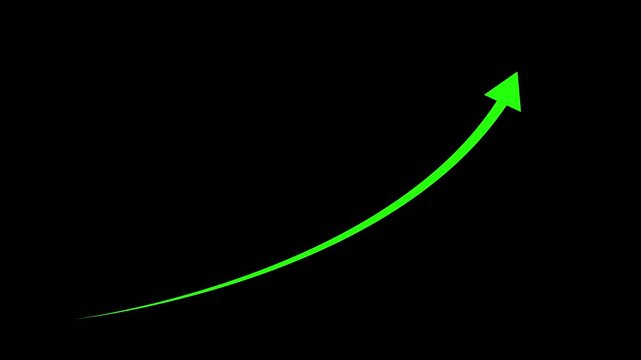 arrow still goes up. green Arrow. Business cartoon animation. arrow rising transparent channel, business grow with 4k video animation.