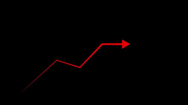 glowing upward arrow growth graph progress stock market marketing financial red arrow animation