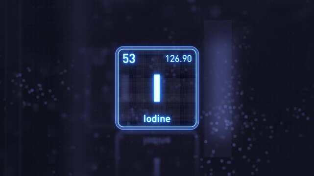 Periodic Table Element Iodine I Animation. Modern and Minimal Design.