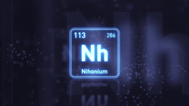 Periodic Table Element Nihonium Nh Animation. Modern and Minimal Design.