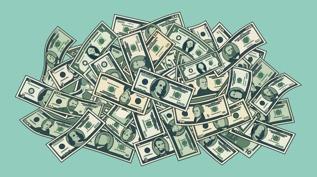 A large pile of dollar bills.