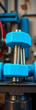 Powder Blue Dumbbells on Industrial Background, industrial, workout.