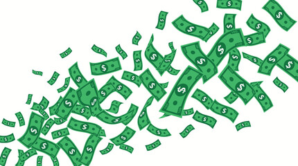 Green dollar bills flying through air. © Abhinaya Project