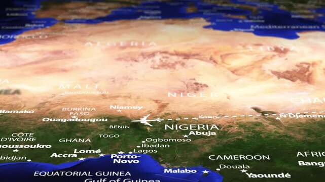 Flight From Asmara ERITREA to Conakry GUINEA with flag pins