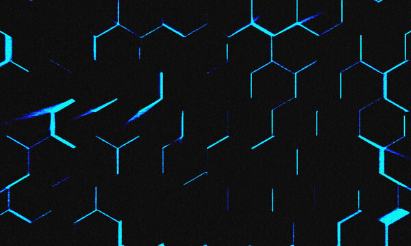 Hexagonal molecular structure with glowing edges