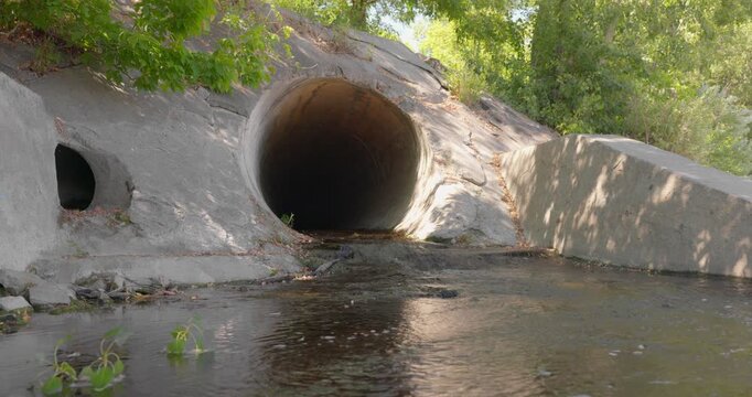 Large round sewage outlet contributing to coastal pollution