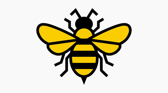 A stylized graphic illustration of a bee with black stripes and yellow wings stands out against a clean background, representing nature and hard work.