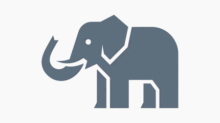 Fototapeta premium An icon of an elephant, stylized and simplified, rendered in a flat graphic design. This image represents strength and a gentle giant.
