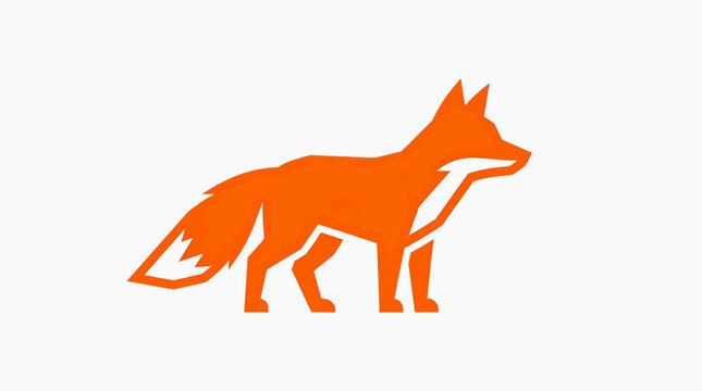 Stylized orange fox illustration standing on a white background.