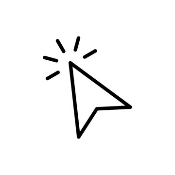 A line icon depicting a mouse cursor pointer with radiating lines, symbolizing a click action.