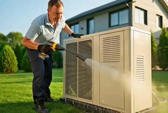 Engineer Repairing Electrical Components in HVAC System