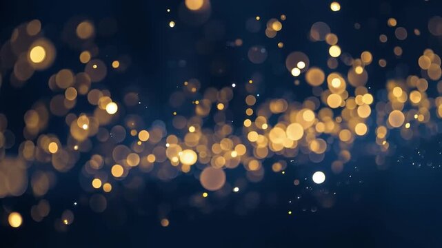 The mesmerizing dance of golden bokeh lights creates a soothing ambiance, perfect for adding warmth and elegance to any visual project or presentation you envision.
