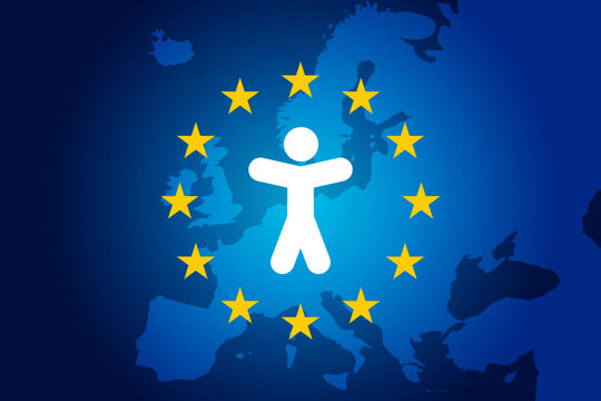 EU European Accessibility Act - EAA, highlighting regulatory compliance, social inclusion, and equal access standards. vector illustration