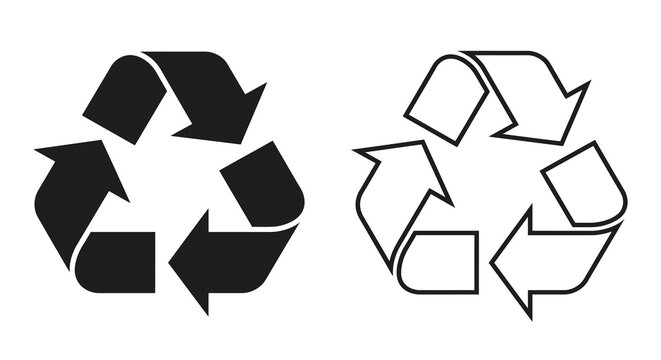 Recycling Symbol Design In Black And White Line Art Style