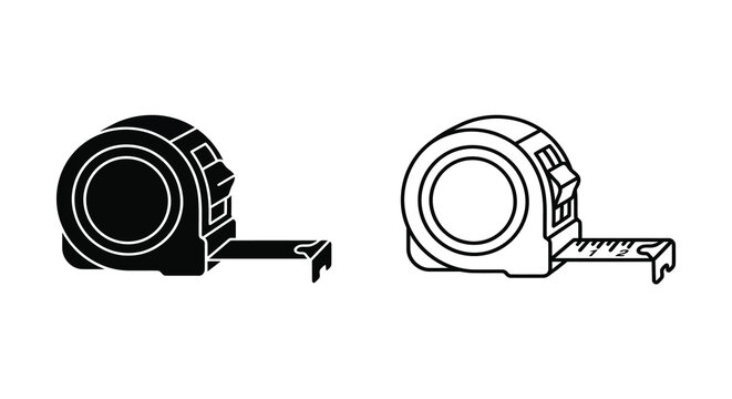 Tape measure silhouettes on a white background linear graphic style
