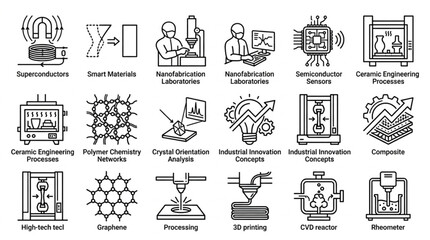 Obraz premium Collection of Industrial Technology and Manufacturing Icons.