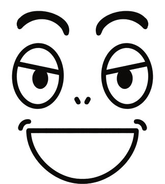 Cute smug smirking cartoon face expression illustration