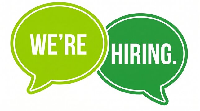 We're hiring speech bubbles with now hiring, help wanted
